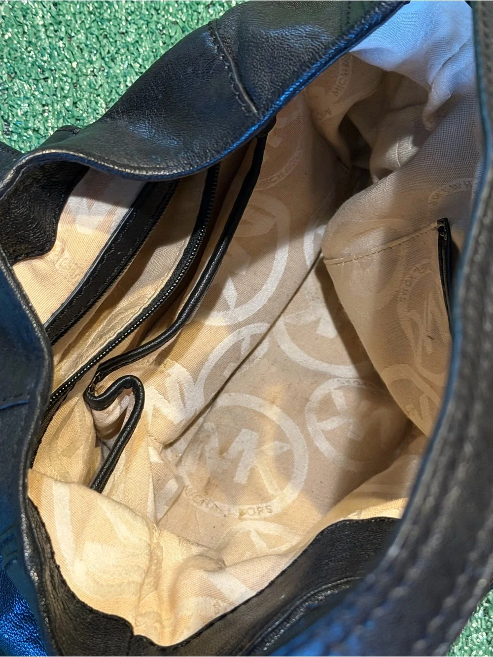 Michael Kors Black Leather Shoulder Hobo with Gold Tone Hardware